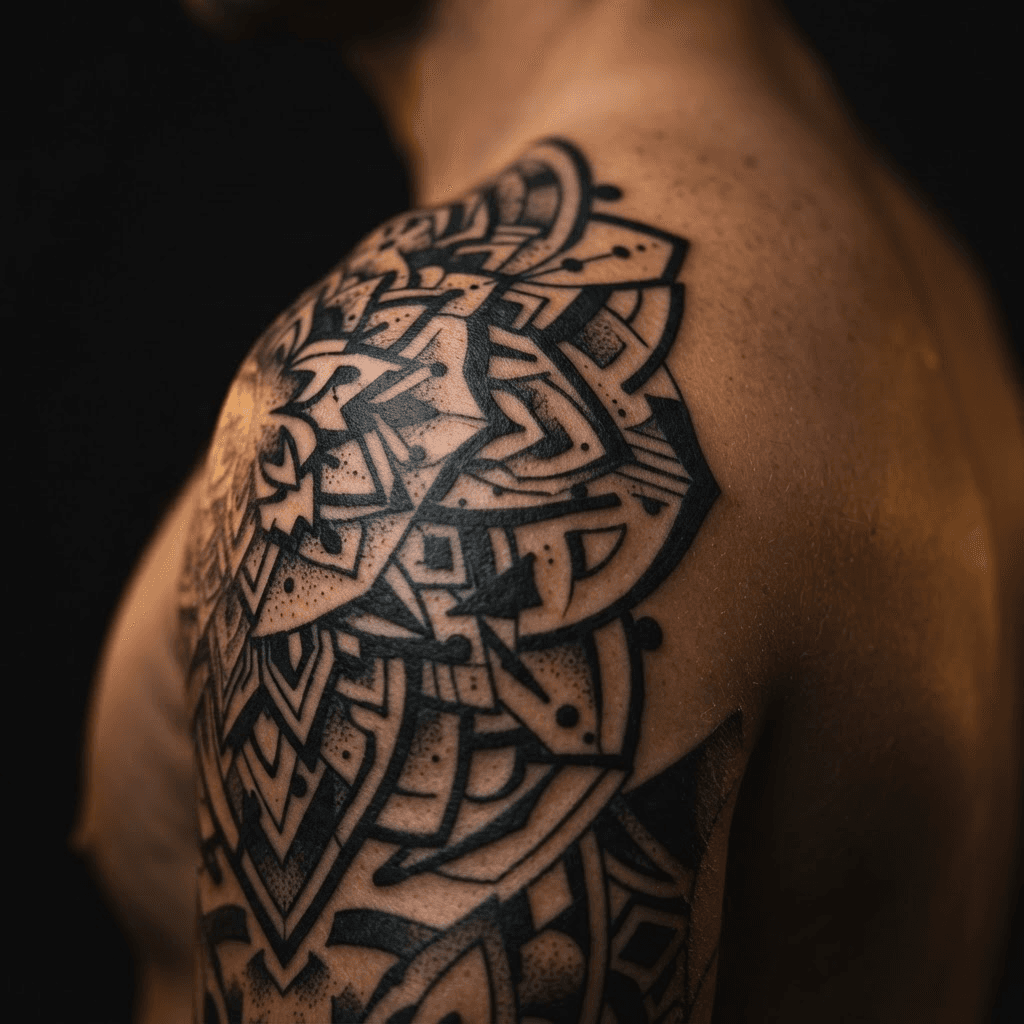 Black and grey portrait tattoo